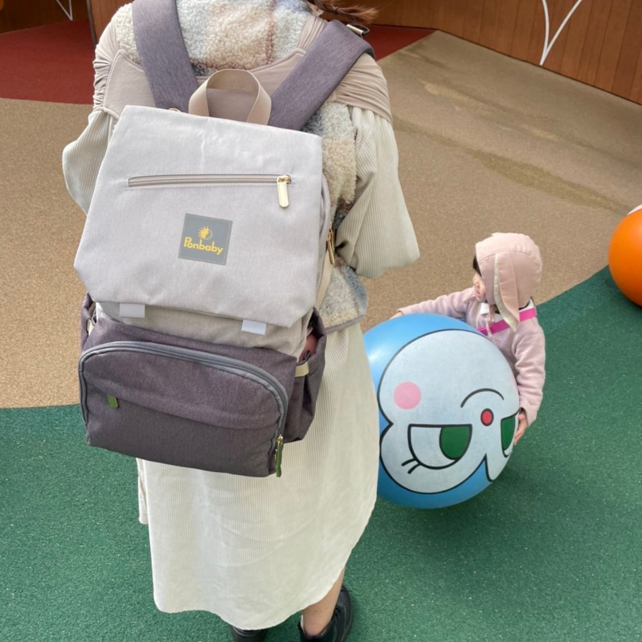 23Lマザーズバッグ【ベーシックモデル】オフホワイト×グレー