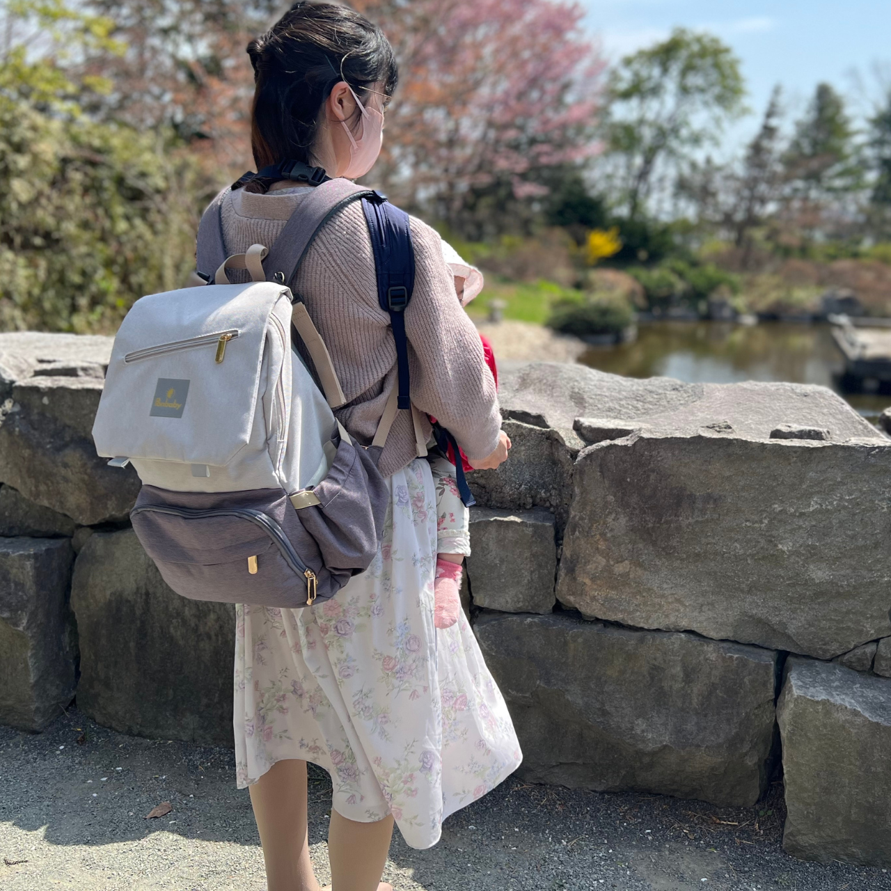 23Lマザーズバッグ【ベーシックモデル】オフホワイト×グレー